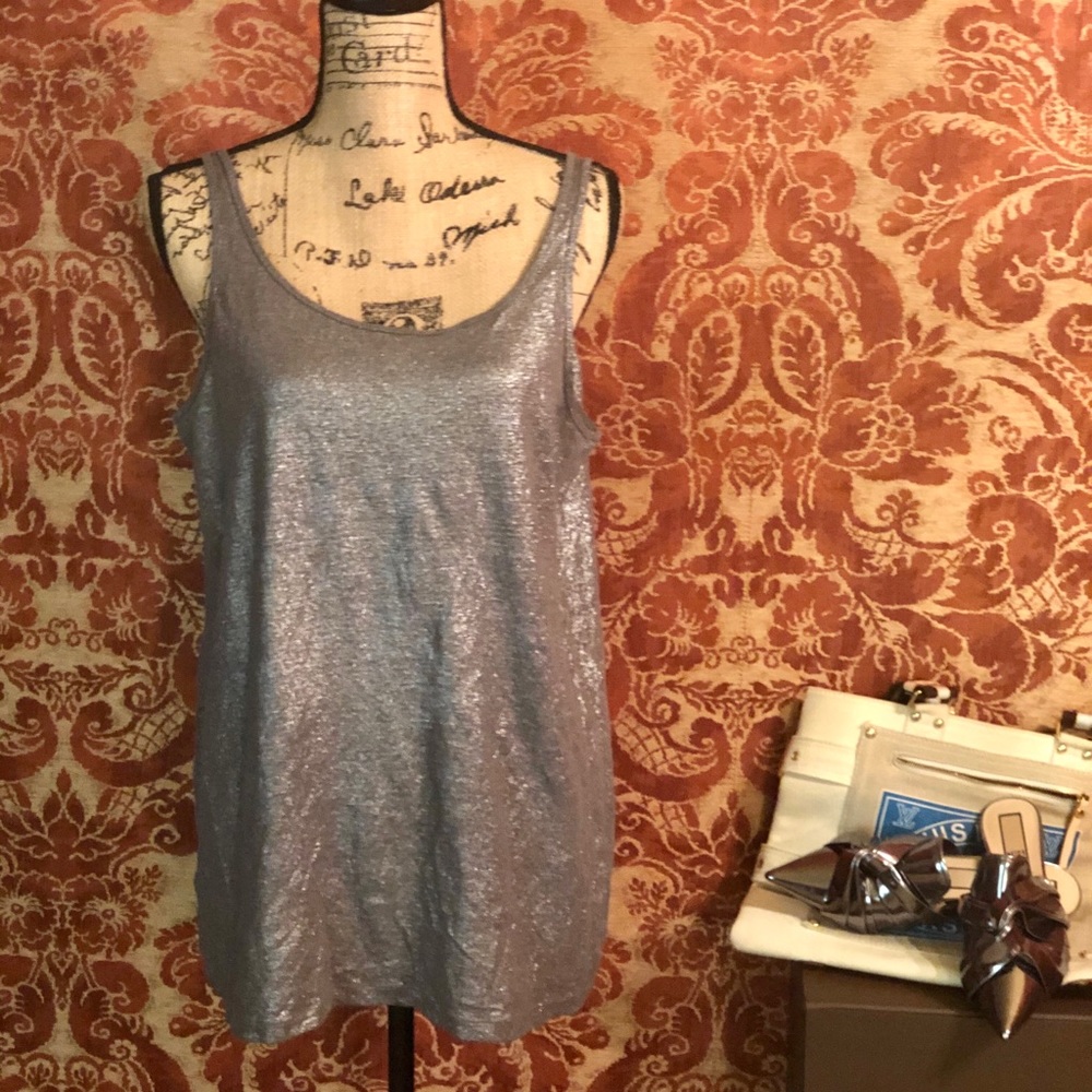 Eileen Fisher Silver/Gray Metallic Long Tank